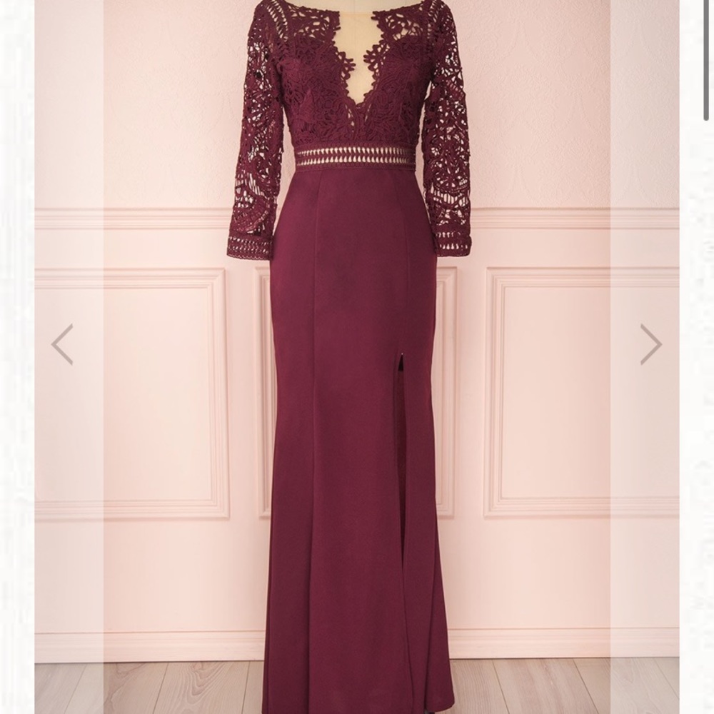 Shafinaz Garnet | Burgundy Long Dress